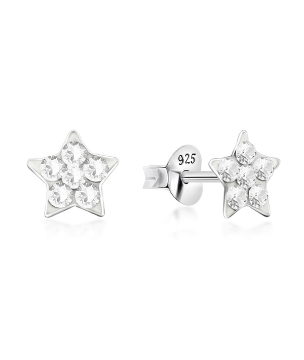 925 sterling silver multi crystals stud.