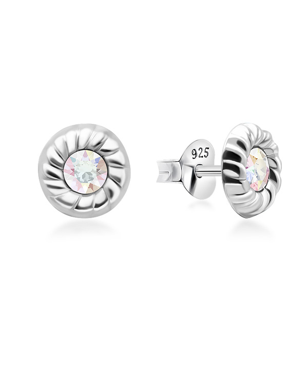 925 Sterling silver stud with crystals.