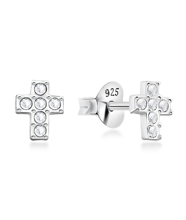 925 Sterling silver stud with crystals.