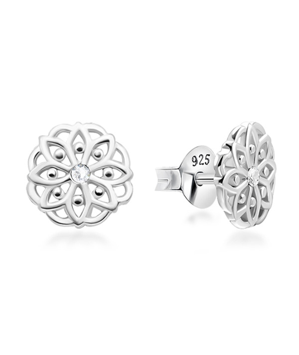 925 Sterling silver stud with crystals.