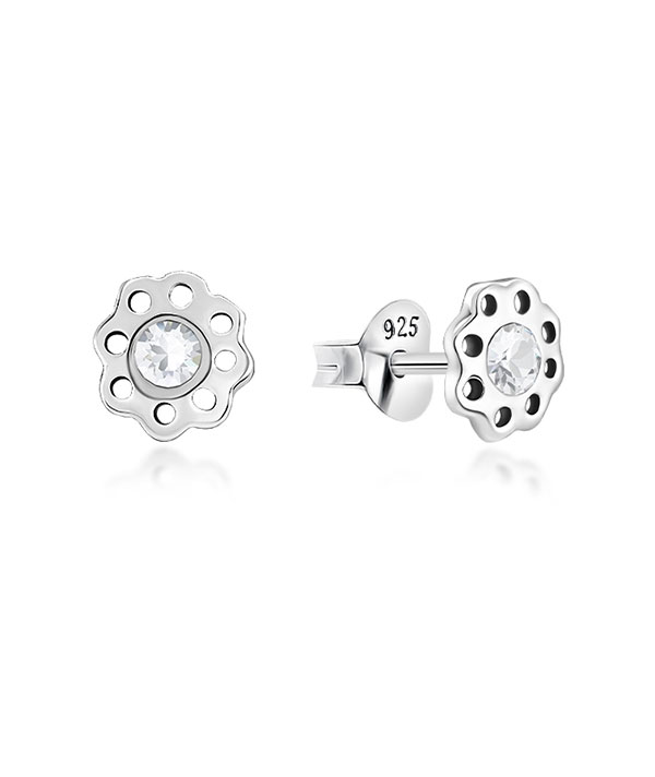 925 Sterling silver stud with crystals.