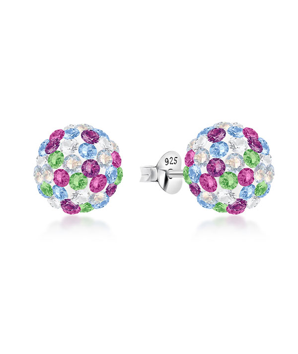 925 Sterling silver stud with crystals.