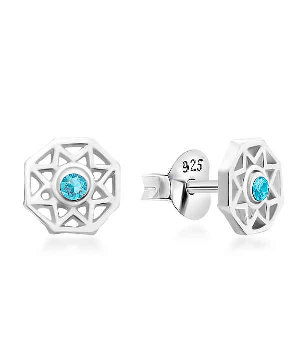 925 Sterling silver stud with crystals.