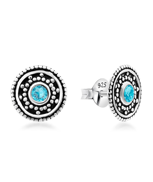 925 Sterling silver stud with crystals.