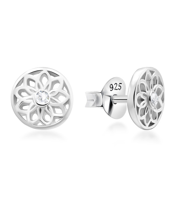 925 Sterling silver stud with crystals.