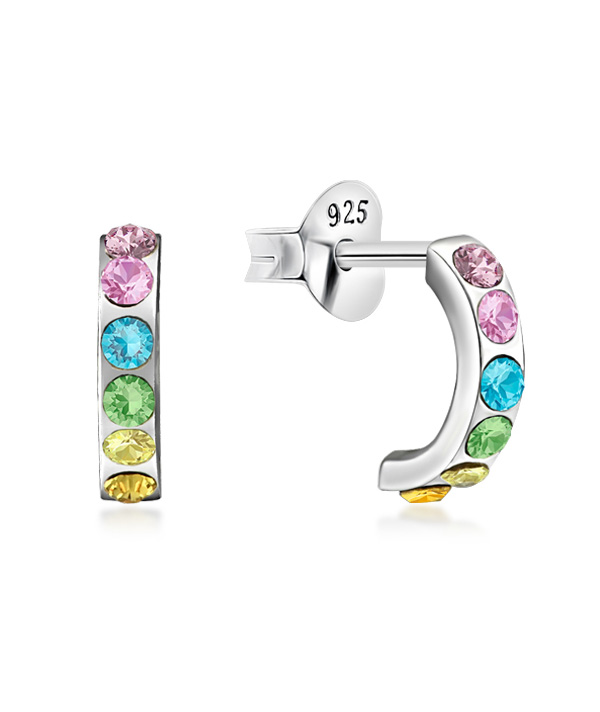 925 Sterling silver stud with crystals.
