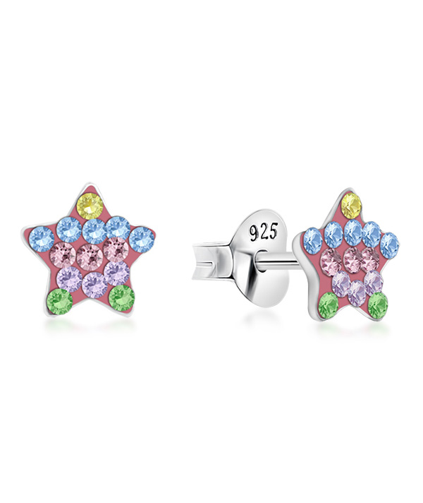 925 sterling silver multi crystals stud.