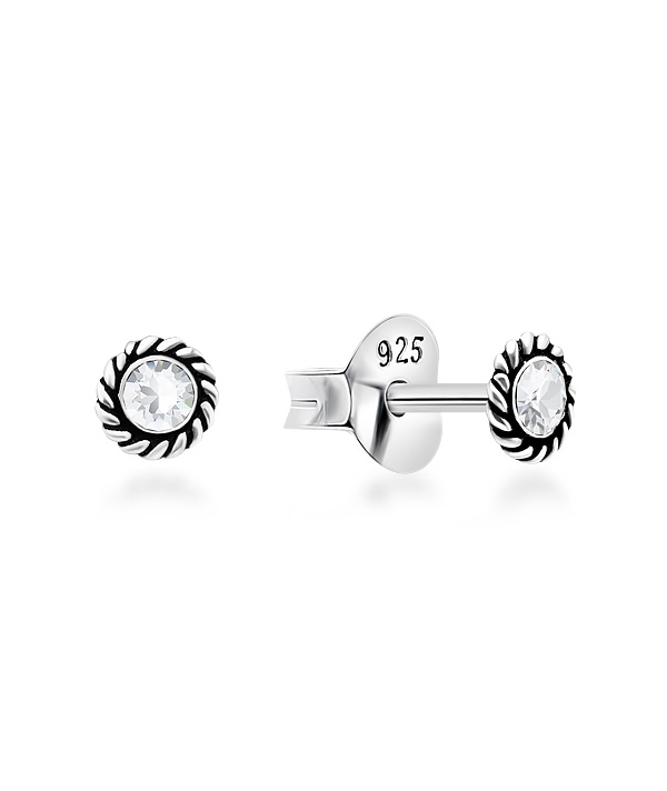 925 Sterling silver stud with crystals.