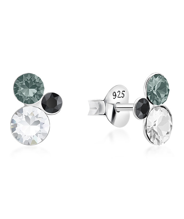 925 Sterling silver stud with crystals.