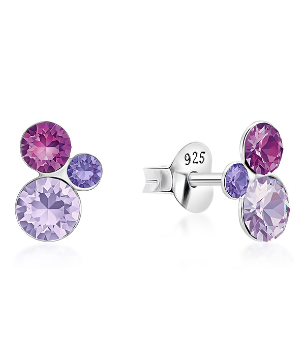 925 Sterling silver stud with crystals.