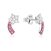 925 sterling silver multi crystals stud.