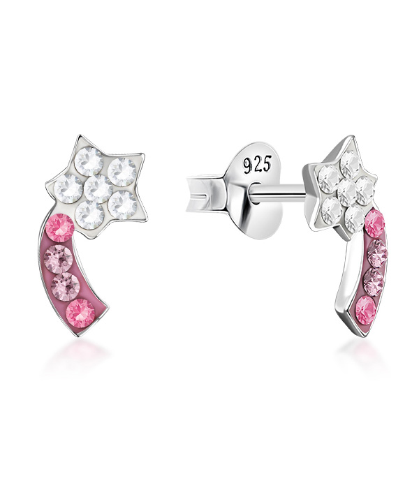 925 sterling silver multi crystals stud.