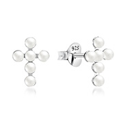 925 Sterling silver stud with synthetic pearl.