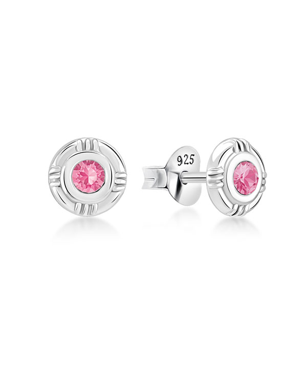 Sterling Silver Round Stud Earrings in Luxury Finish