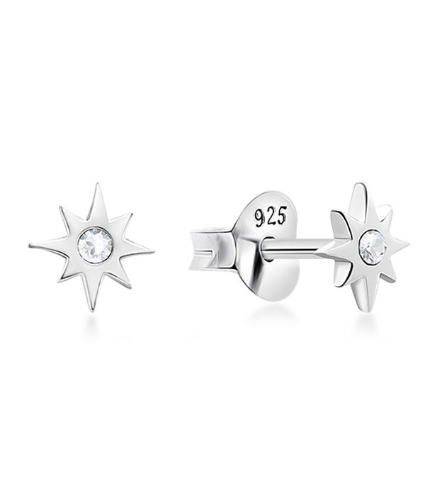 925 Sterling silver stud with crystals.