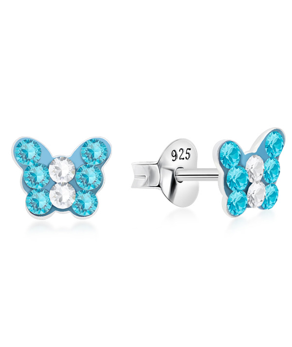 925 sterling silver multi crystals stud.