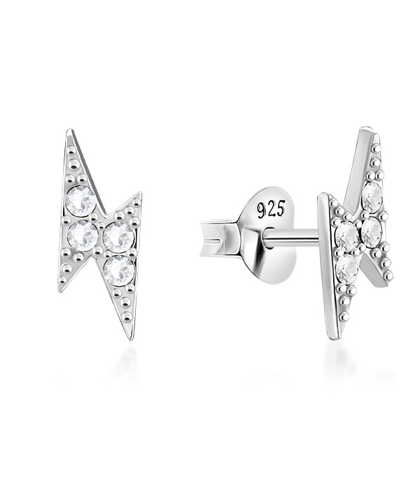 925 Sterling silver stud with crystals.