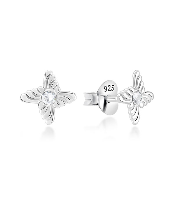 925 Sterling silver stud with crystals.