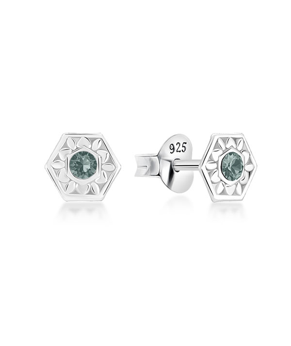 925 Sterling silver stud with crystals.