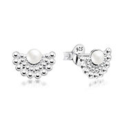925 Sterling silver stud with synthetic pearl.