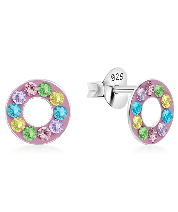 925 sterling silver multi crystals stud.