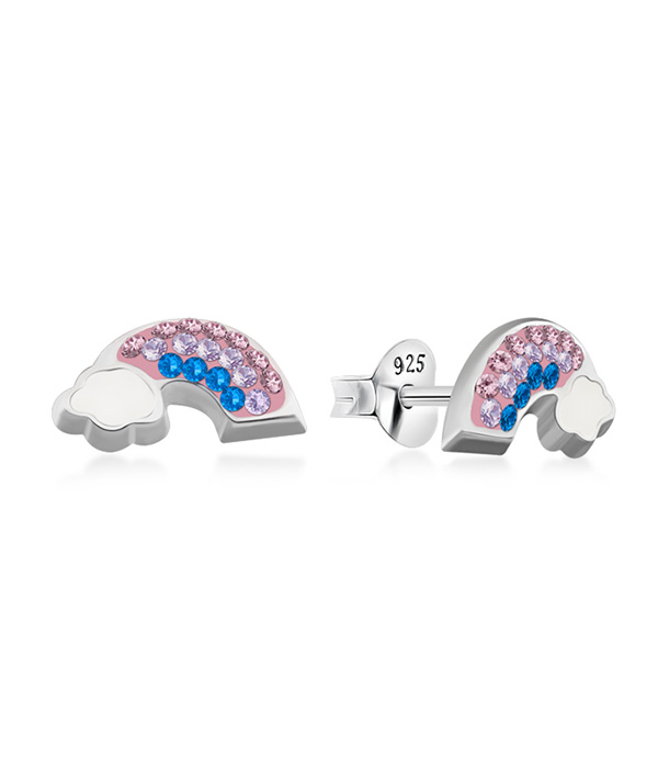 925 sterling silver multi crystals stud.