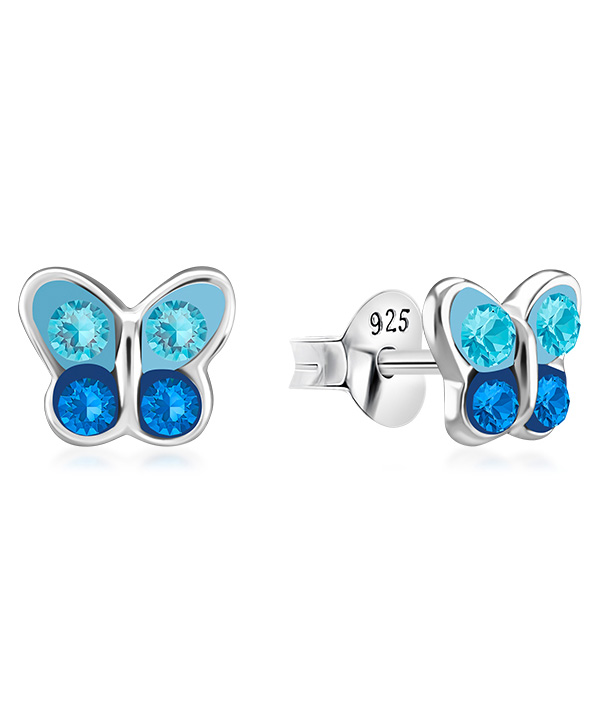 925 sterling silver multi crystals stud.