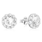 925 sterling silver multi crystals stud.