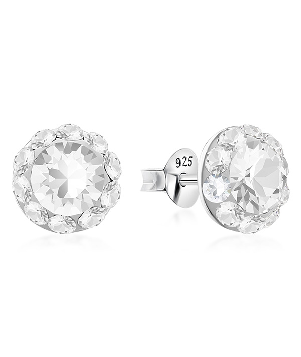 925 sterling silver multi crystals stud.