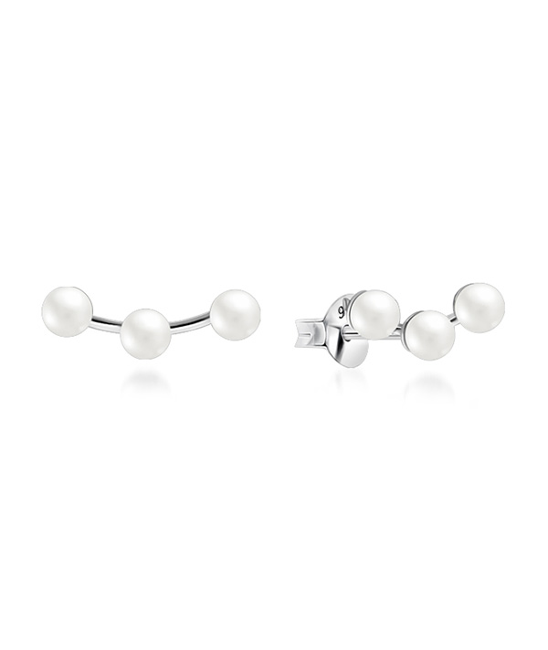 925 Sterling silver stud with synthetic pearl.