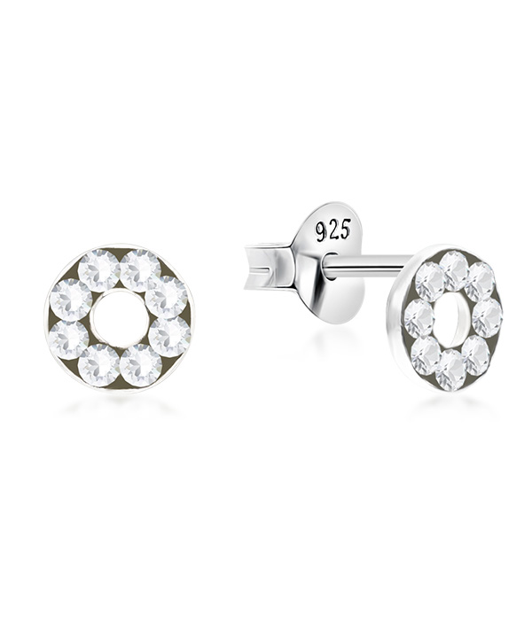 925 sterling silver multi crystals stud.