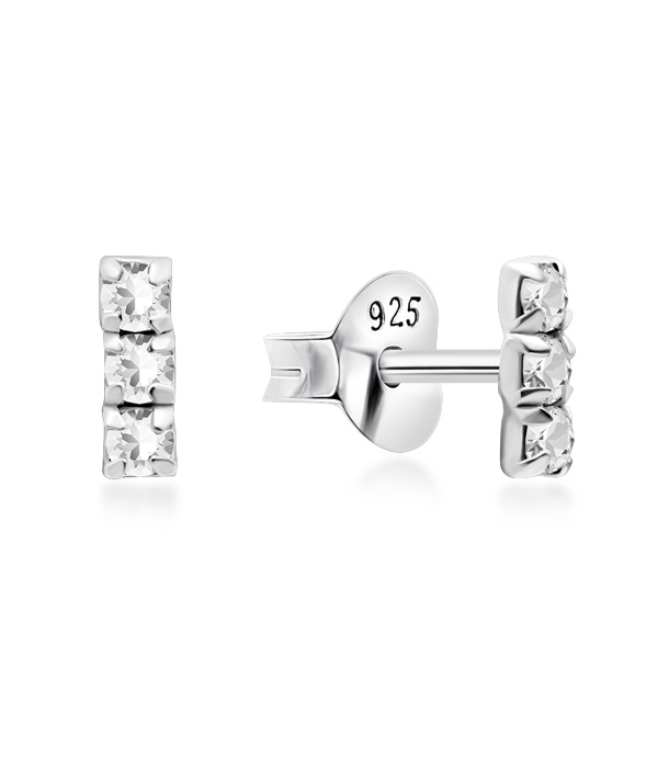 925 Sterling silver stud with crystals.