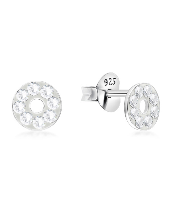 925 sterling silver multi crystals stud.