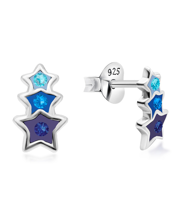 925 sterling silver multi crystals stud.