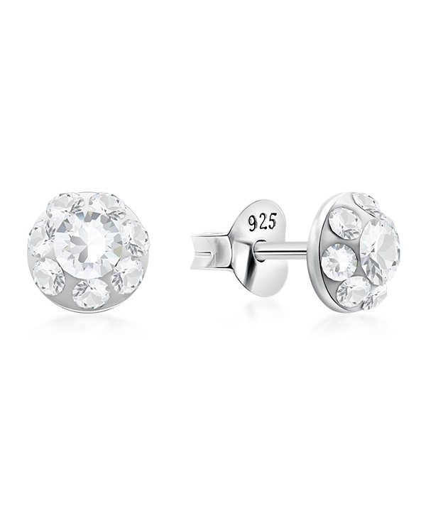 925 sterling silver multi crystals stud.