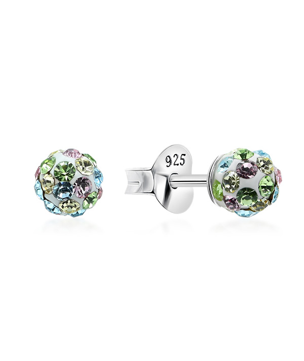 925 sterling silver multi crystals stud.