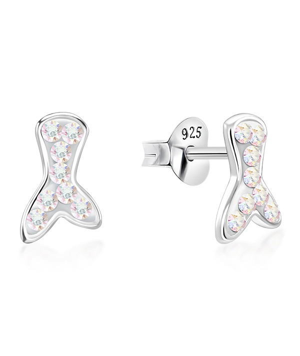 925 sterling silver multi crystals stud.