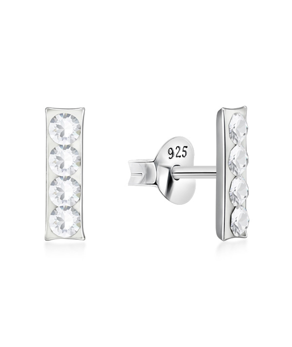 925 sterling silver multi crystals stud.