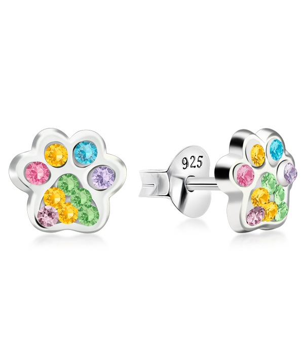925 sterling silver multi crystals stud.