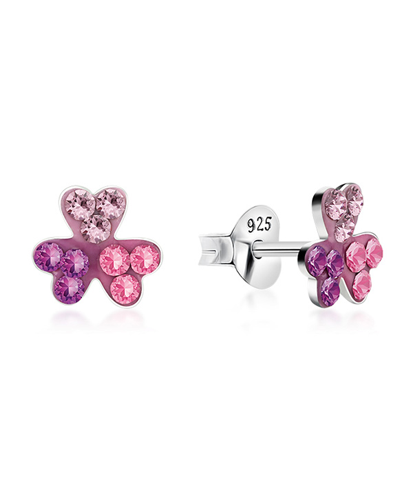 925 sterling silver multi crystals stud.