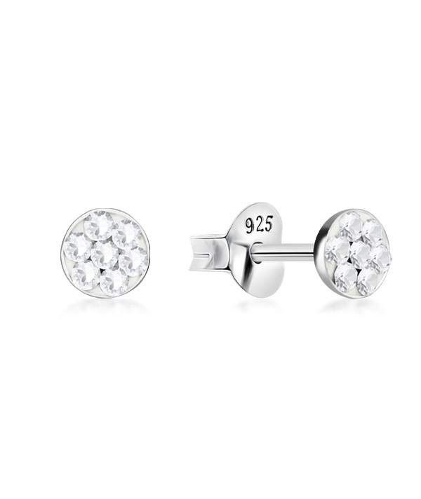 925 sterling silver multi crystals stud.
