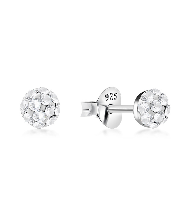 925 sterling silver multi crystals stud.