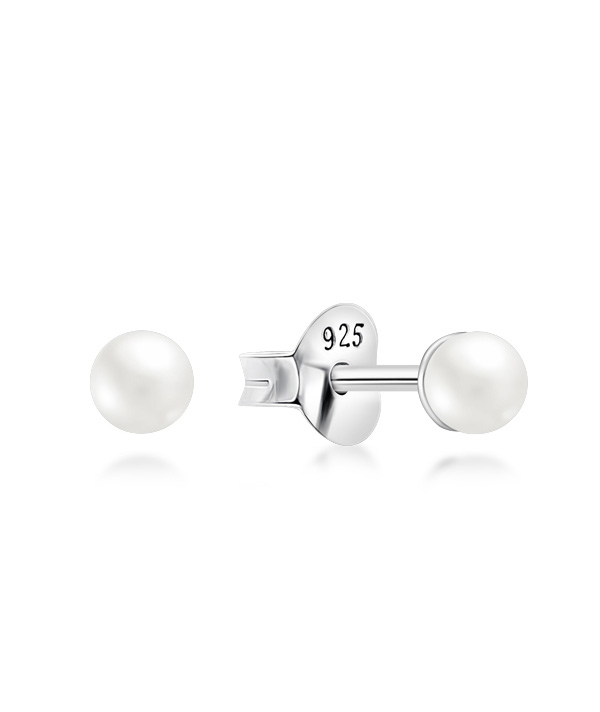 925 Sterling silver stud with synthetic pearl.