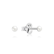 925 Sterling silver stud with synthetic pearl.