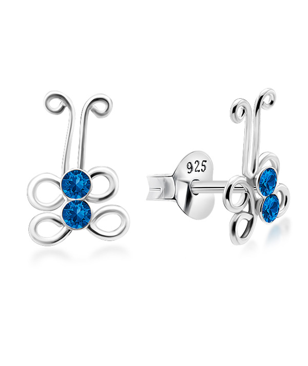 925 Sterling silver stud with crystals.