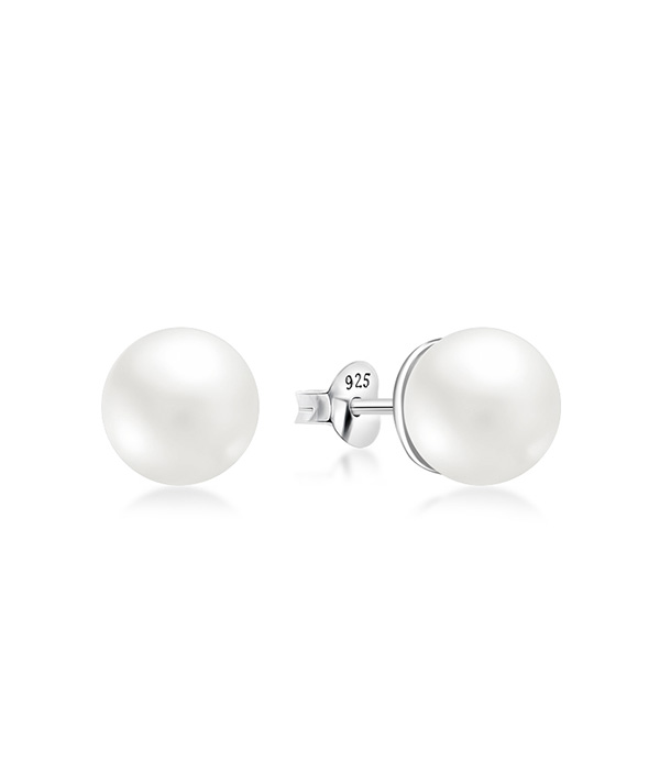 925 Sterling silver stud with synthetic pearl.