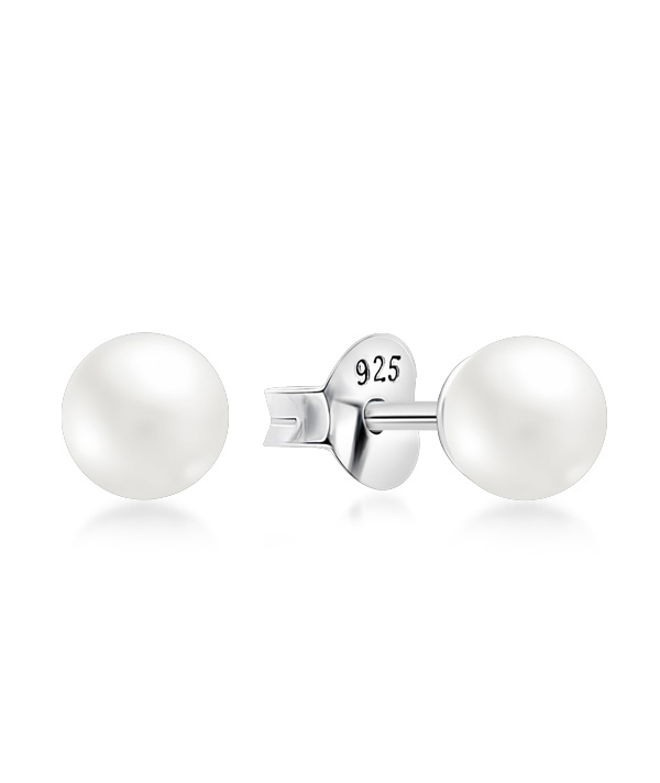 925 Sterling silver stud with synthetic pearl.
