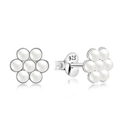 925 Sterling silver stud with synthetic pearl.