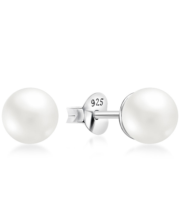 925 Sterling silver stud with synthetic pearl.