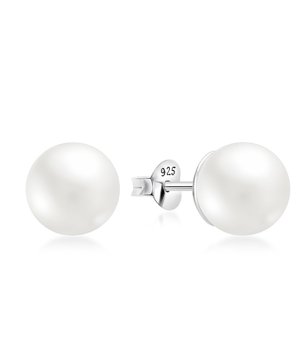 925 Sterling silver stud with synthetic pearl.